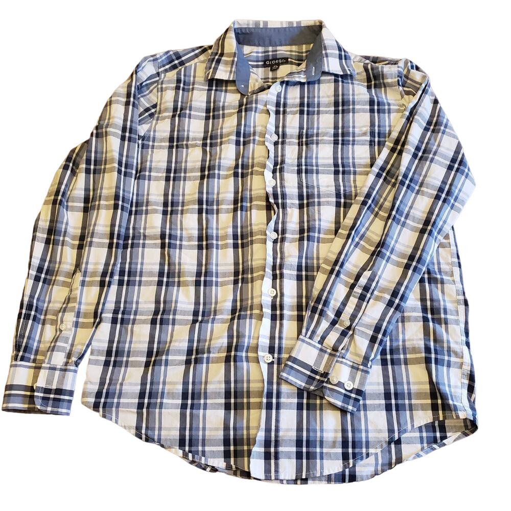 George Button Down Shirt Mens Small 34-36 Slate Blue Combo GM47Y034 Workwear